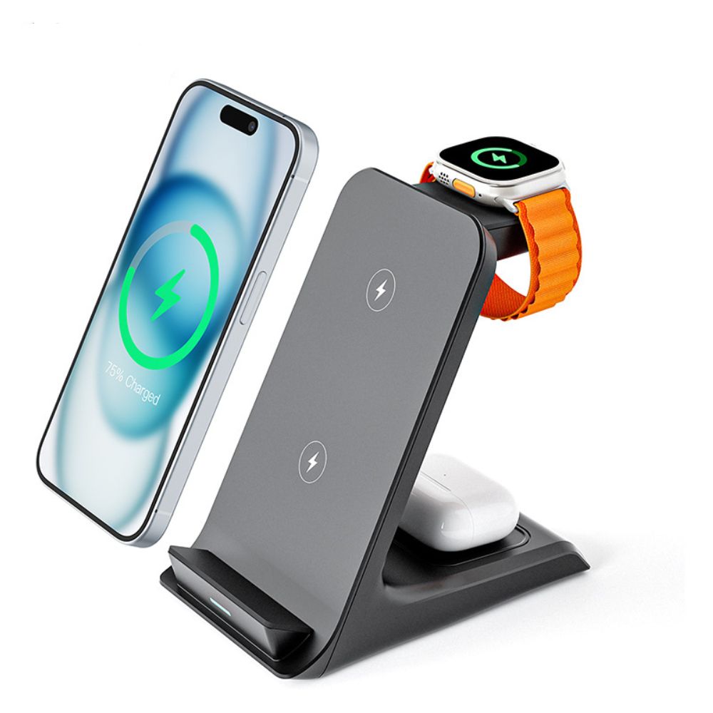 Premium 3 in 1, 30W Magnet Wireless-Ladestation | Kabelloser Charger für Smartphones, Apple iPhone, Samsung, iOS & Android Apple Watch/AirPods | Schnellladegerät Dockingstation