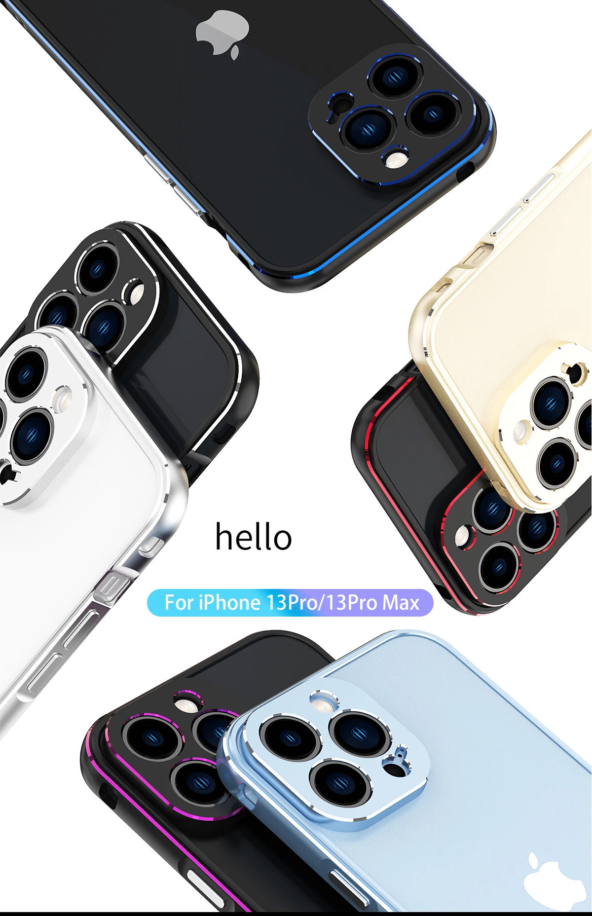 Aluminum Bumper & Metal Lens Frame Case Shockproof Cover for iPhone Models, Durable and Stylish Protection with Sleek Design