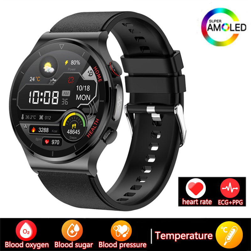 Premium Smartwatch für Männer | Uhr 4 Pro mit AMOLED HD Bildschirm Bluetooth Anruf, GPS Herzfrequenzmessung