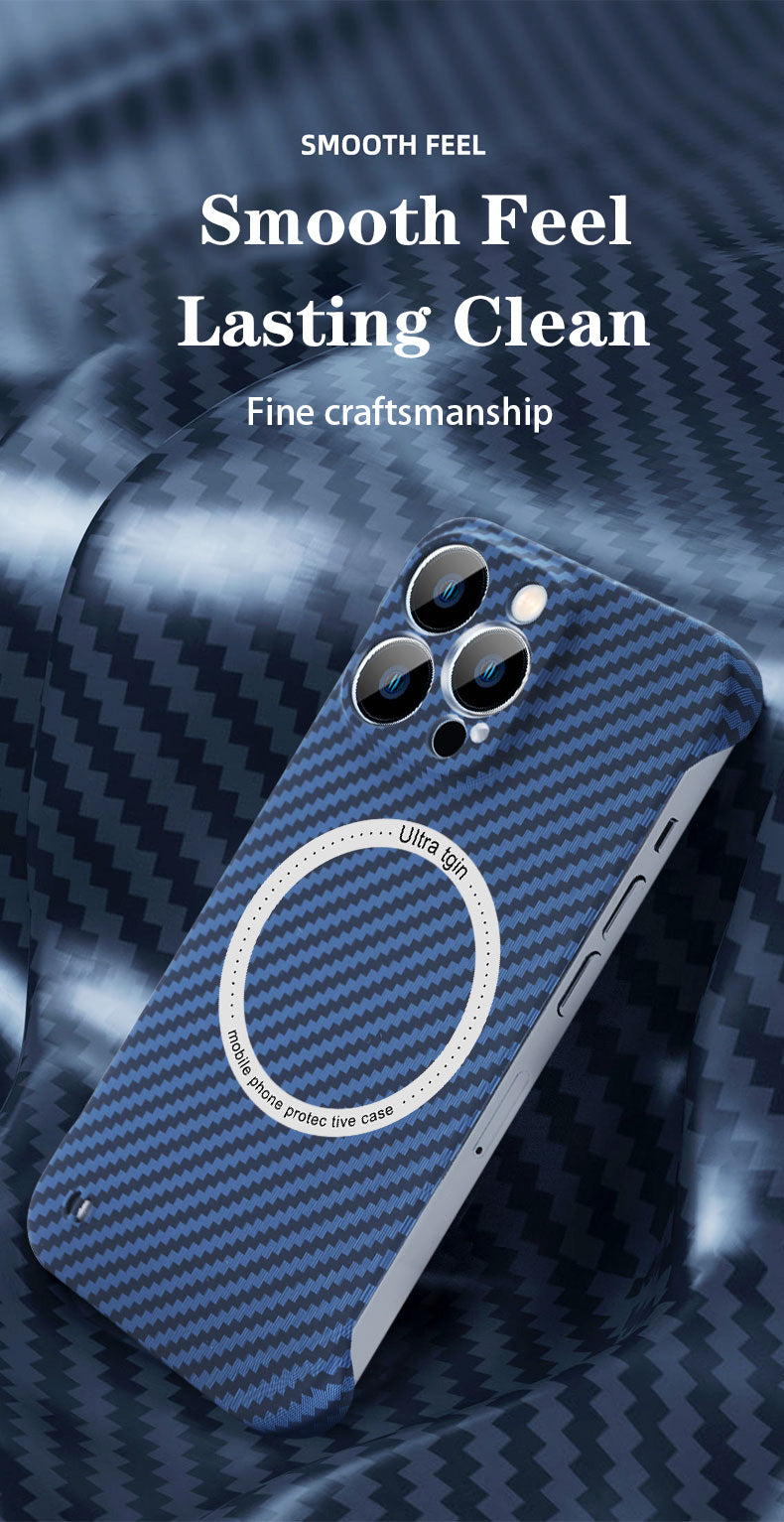 Premium Hülle, Abdeckung, Kohlefaser | Apple iPhone 15/13/12/11/14 Pro Max - Ultradünn, MagSafe, magnetische kabellose Ladeabdeckung