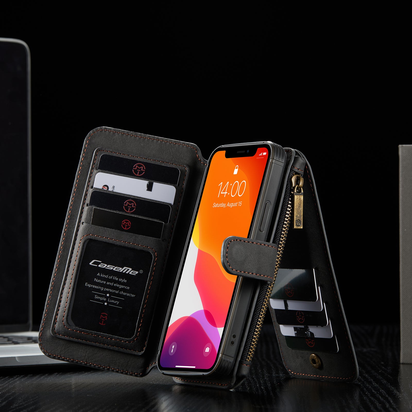 Hochwertiges 2-in-1 Abnehmbare Leder Brieftasche Flip Stand iPhone Hülle