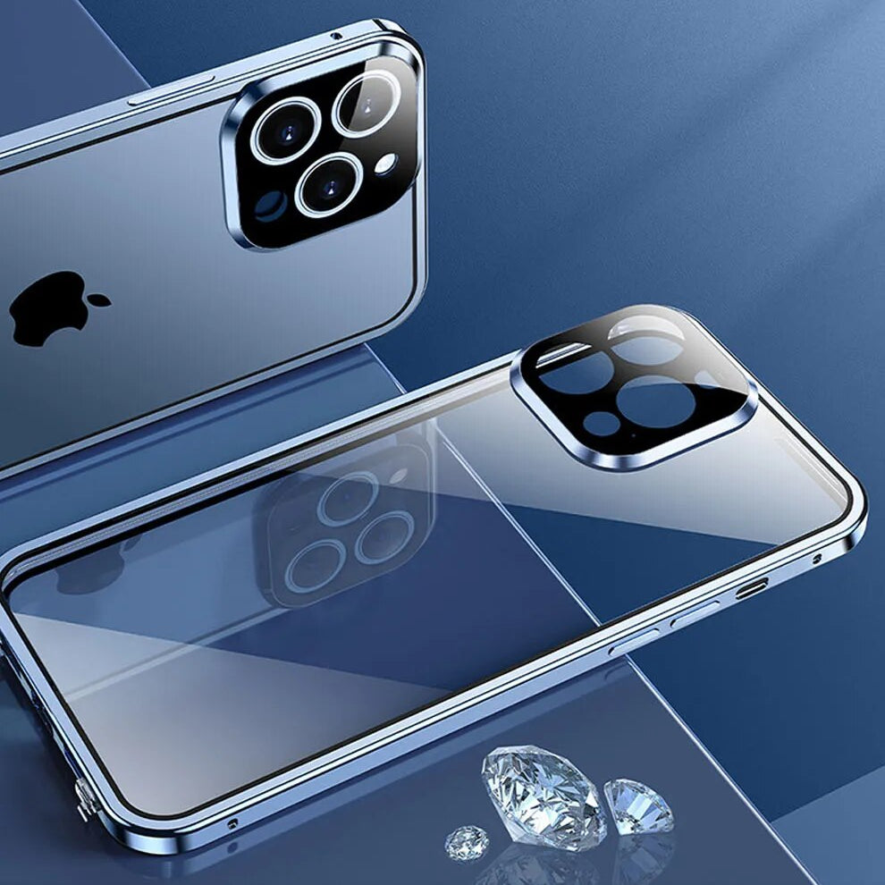 Luxus Ultra-Dünne iPhone Hülle mit 360° Vollschutz aus Metall und Glas | MagSafe