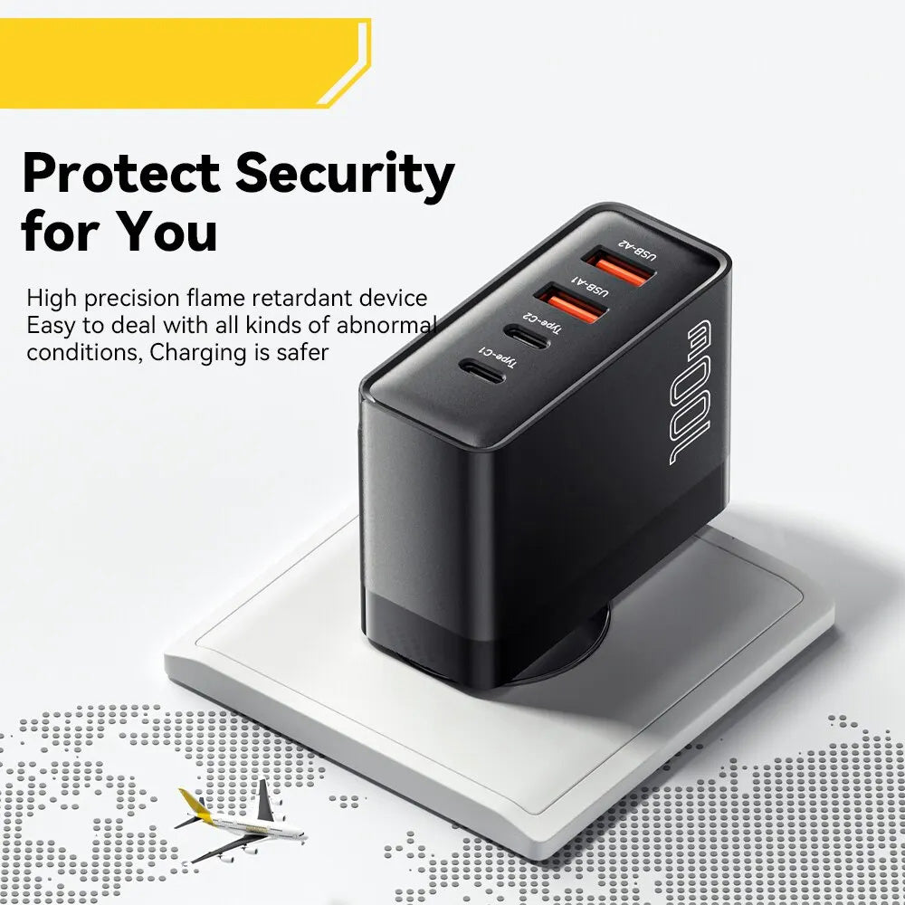 Premium 100W GaN USB Typ C Ladegerät Batterie PD QC Schnellladung 4.0 3.0, Typ C Schnellladung für Smartphones, Apple iPhone, Samsung, iOS & Android, Xiaomi, MacBook, Laptop