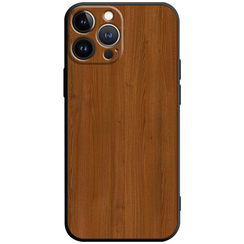 Premium Handyhülle, Abdeckung Braune glatte Holzmaserung Metallic Fall schwarz Phone 15/13/11/14 Pro Max/12/X/XS/8/7 Plus/XR