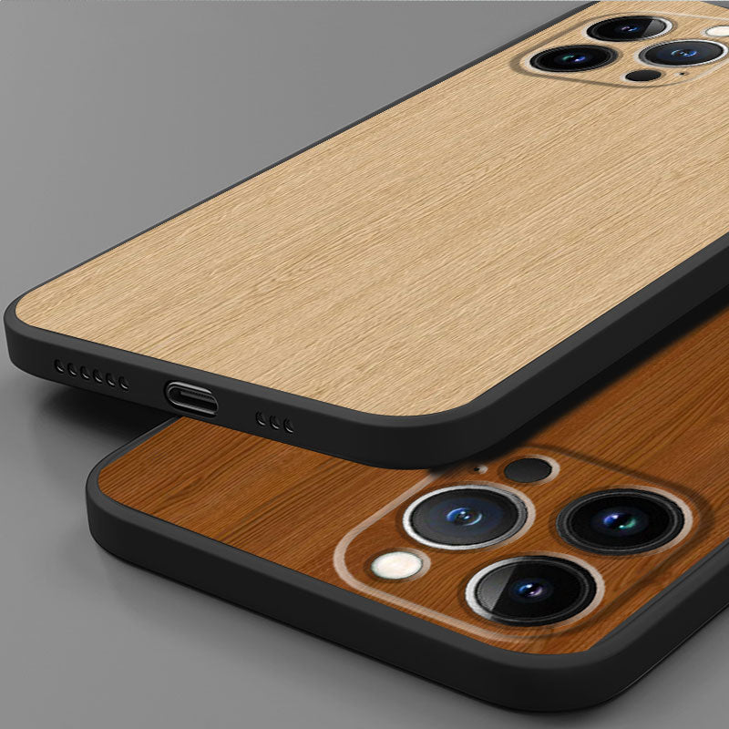 Premium Handyhülle, Abdeckung Braune glatte Holzmaserung Metallic Fall schwarz Phone 15/13/11/14 Pro Max/12/X/XS/8/7 Plus/XR