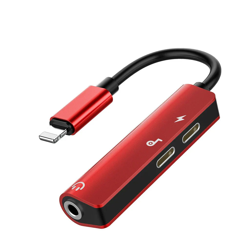 Premium 3-in-1 8-Pin zu 3,5mm Jack AUX Kabel mit Beleuchtung - Ladeadapter, Kopfhörersplitter, Konverter für Apple iPhone 15/14/13/12