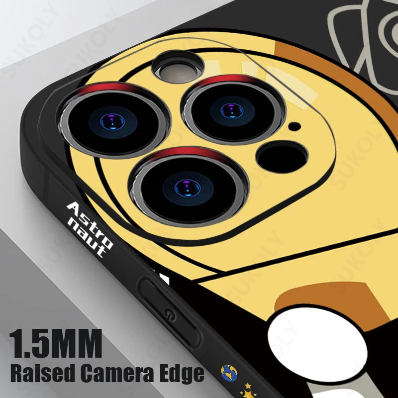 Hochwertige Astronauten-Lanyard iPhone-Hülle | MagSafe Case mit Kameraschutzabdeckung | Panzertasche mit weicher Silikon-Stoßstange als Cover für Apple iPhone 17/17 Air, 16/16e, 15, 14, 13, 12 Pro Max Plus Mini Handyhülle