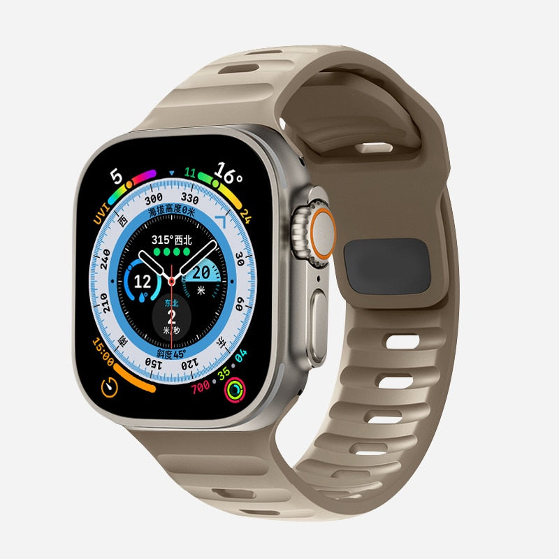 Premium Weiches Silikonarmband für Apple Watch | Elegant, Langlebig & Perfektes Sportarmband für jede Größe (49mm-38mm)