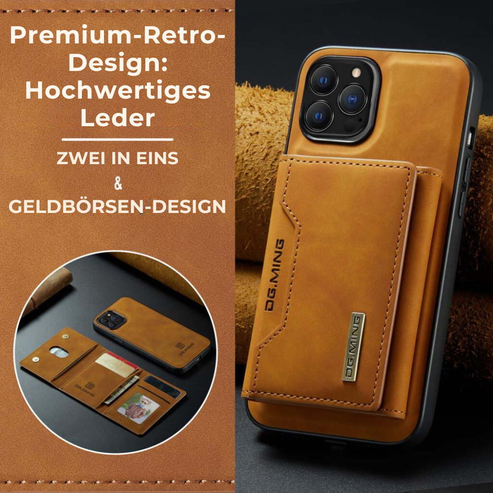 Premium 2-in-1 Magnetisches Geldbörse Leder Apple iPhone Hülle DG.MING