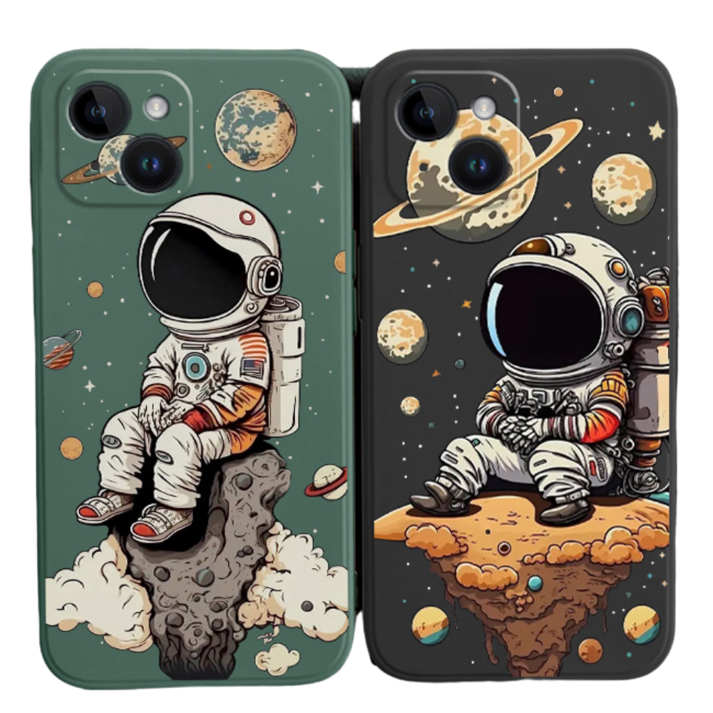 Hochwertige niedliche Saturn- & Astronauten-Design iPhone-Hülle | MagSafe Case mit Kameralinsenschutzabdeckung für Apple iPhone 17/17 Air, 16/16e, 15, 14, 13 Pro Max Plus Cover | Panzertasche, Stoßstangenabdeckung Handyhülle | Premium-Silikon-Schutzhülle