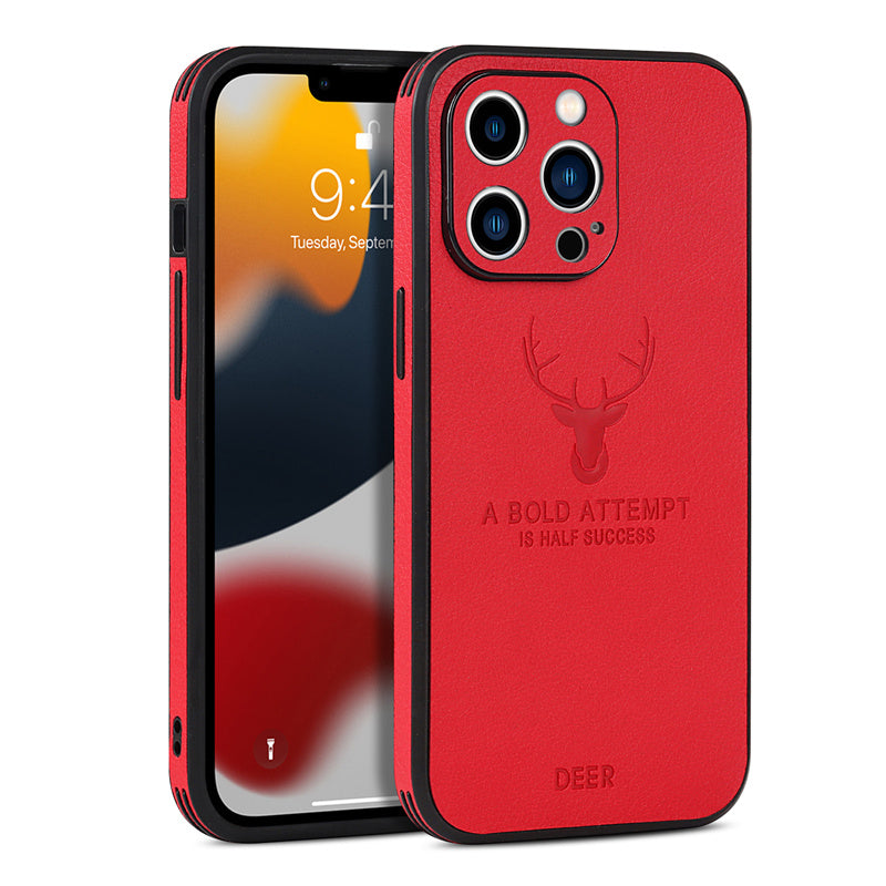Luxus Stoßstange mit Hirsch-Design und motivierendem Spruch auf Leinwand iPhone-Hülle | MagSafe Case mit Kameraschutzabdeckung | Cover für Apple iPhone 17/17 Air, 16/16e, 15, 14, 13 Pro Max Plus | Panzertasche Hochwertige Handyhülle