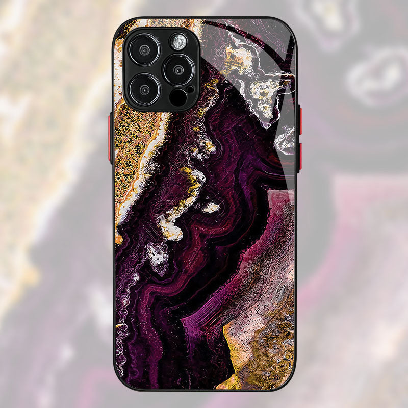 Luxus Gold-Rahmen Marmor iPhone-Hülle Stoßfestes Case | MagSafe Handyhülle für Apple iPhone 17/17 Air, 16/16e, 15, 14, 13 Pro Max Plus | Kameraschutzabdeckung, Tasche & Panzer-Schutzhülle