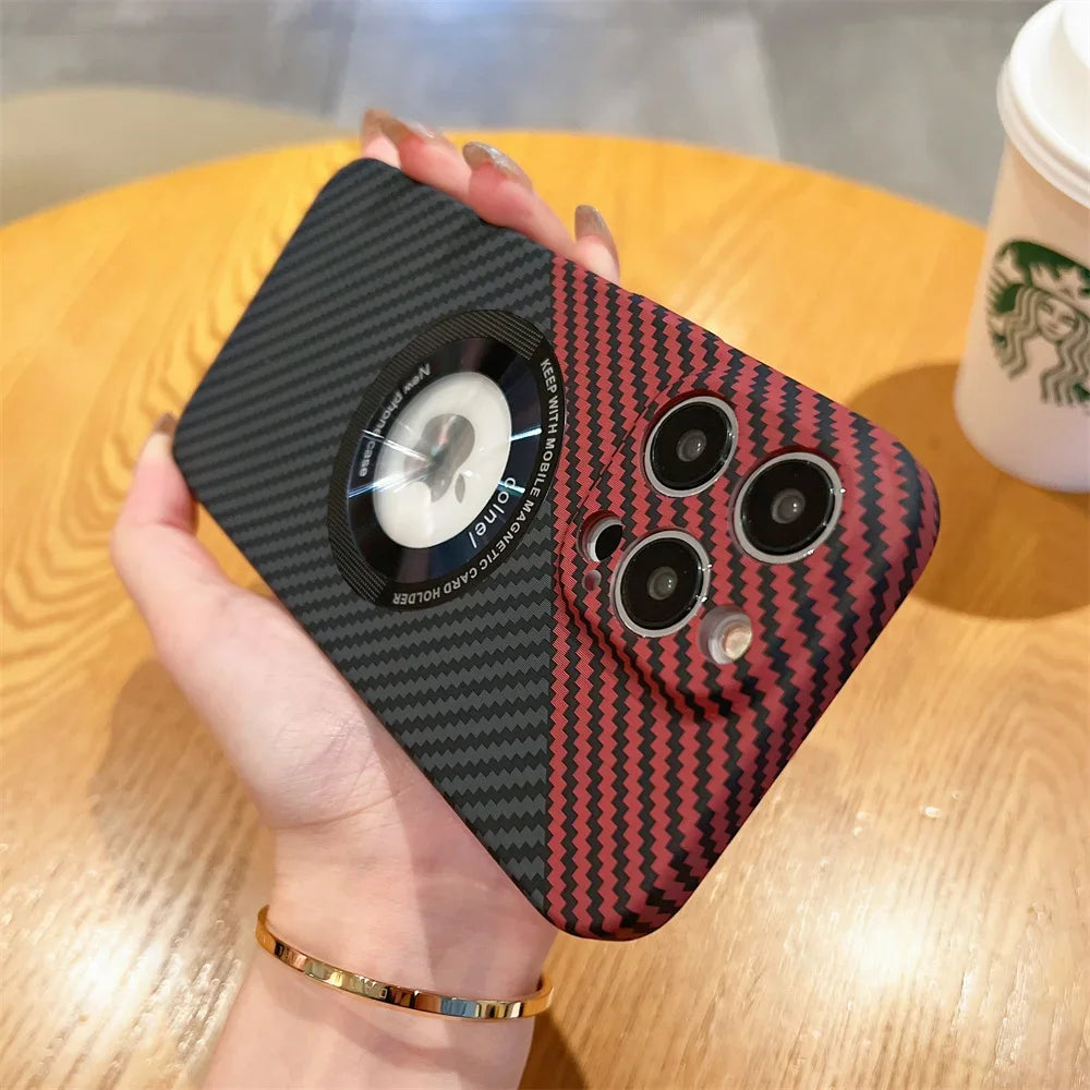 Hochwertige Kohlefaser-Magnetische iPhone-Hülle | MagSafe-Case mit Rundumschutz & Kameralinsenschutz für Apple iPhone 17/17 Air, 16/16e, 15, 14, 13 Pro Max Plus Cover | Stoßfeste Handyhülle mit Panzertasche & Stoßstangenabdeckung Schutzhülle