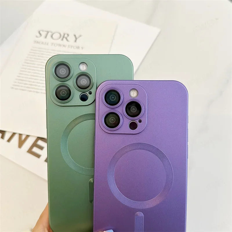 Flüssigsilikon Weiches TPU Kamera Schutzhülle MagSafe für Apple iPhone 17/17 Air, 16/16e, 15, 14, 13 Pro Max Plus | Kabelloses Laden, Linsen- & Vollständiger 360° Schutz, Kratzfest, Wasserabweisend