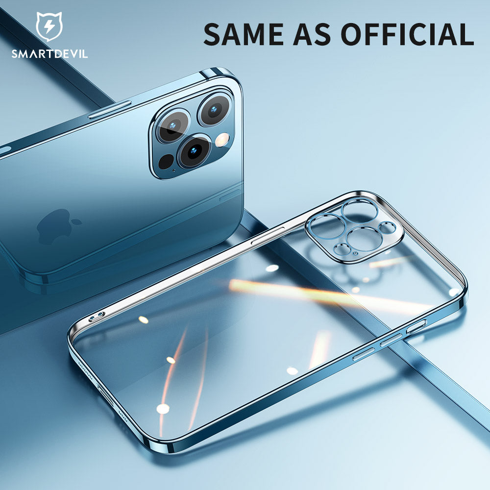 Transparente Silikonhülle für Apple iPhone 17/17 Air, 16/16e, 15, 14, 13 Pro Max Plus | Klare Militärstärke-Schutz mit Premium Plating Quadrat-Rahmen