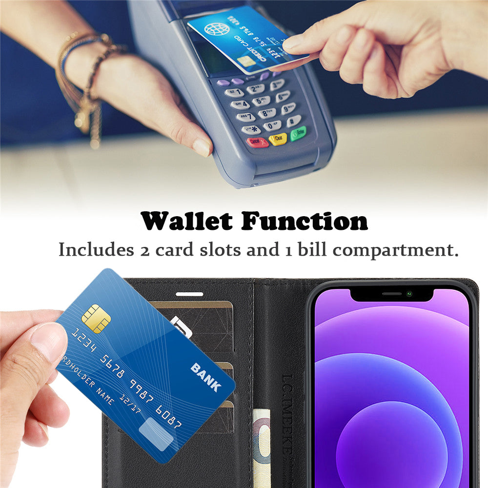 Premium Brieftasche aus Kohlefaser-Leder | Magnetisches Flip-Book-Cover iPhone Hülle | MagSafe Case mit Kartenhalter, Stand und Geldbörse, Portmonee Funktion für Apple iPhone 17/17 Air, 16/16e, 15, 14, 13, 12 Pro Max Plus Mini - Vielseitige Schutzhülle