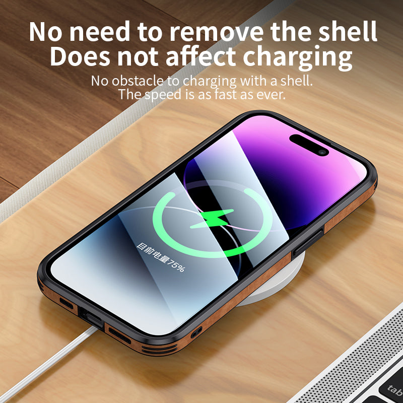 Hochwertige Leder-iPhone-Hülle mit stoßfester Kameraschutzabdeckung Tasche | MagSafe Case für Apple iPhone 16/15/14/13/12 Pro Max Plus Mini | Panzer-Cover Handyhülle