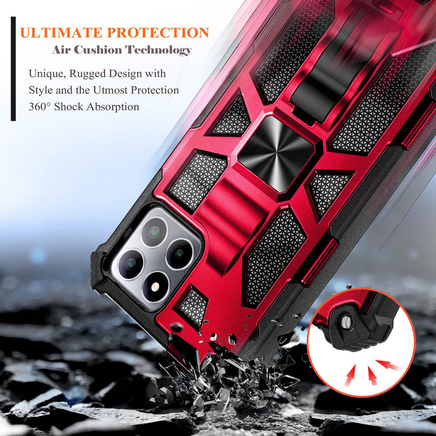 Hochwertige Hybrid-Militärpanzerung iPhone-Hülle MagSafe Case für Apple iPhone 17/17 Air, 16/16e, 15, 14, 13 Pro Max Plus mit eingebautem Ständer, Tarnung-Cover, Kamera-Rundumschutz und Bildschirmschutz Handyhülle