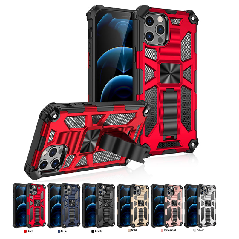 Hochwertige Hybrid-Militärpanzerung iPhone-Hülle MagSafe Case für Apple iPhone 17/17 Air, 16/16e, 15, 14, 13 Pro Max Plus mit eingebautem Ständer, Tarnung-Cover, Kamera-Rundumschutz und Bildschirmschutz Handyhülle