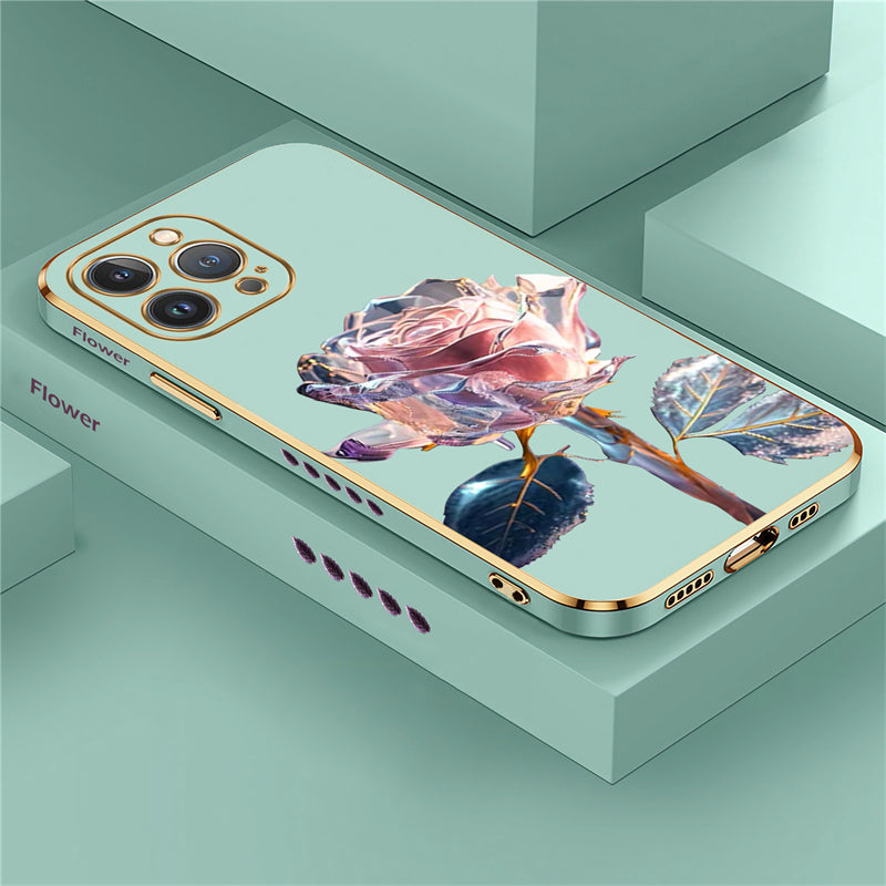 Luxus Kristall-Rose Diamant iPhone Hülle | MagSafe Case mit Rundumschutz und Kameralinsenschutzabdeckung für Apple iPhone 17/17 Air, 16/16e, 15, 14, 13 Pro Max Plus Cover | Panzertasche, Stoßstangenabdeckung Handyhülle | Hochwertige Schutzhülle