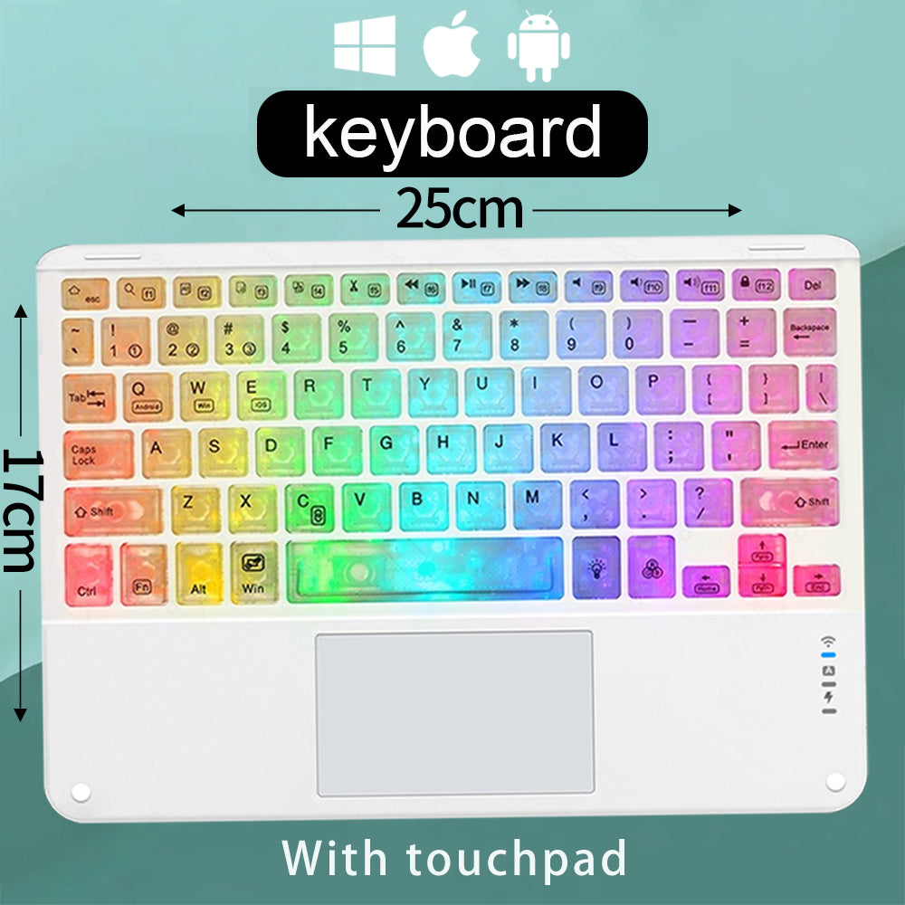 Premium Backlit Tastatur und Maus in 10-Zoll für iPad: Bluetooth-Tastatur mit Hintergrundbeleuchtung | Kompatibel mit iOS, Android, Windows