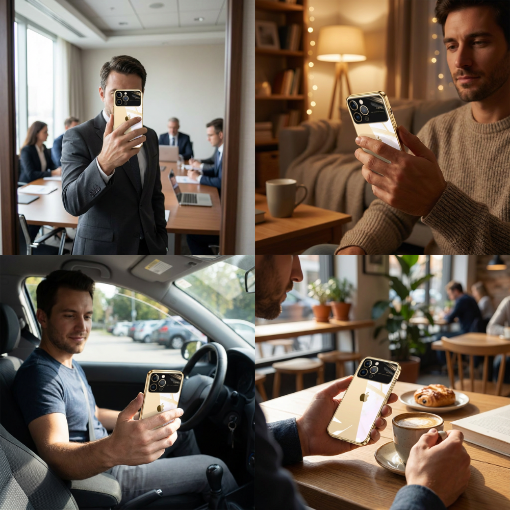 Luxus Apple iPhone Hülle mit Kameraschutz | Magsafe Case Hart-PC-Glas Klar Transparent Ultra Dünnes Silikon Cover und Linsenschutz | Stoßfänger Vollabdeckung Sturzsichere Premium Bumper Handyschutzhülle