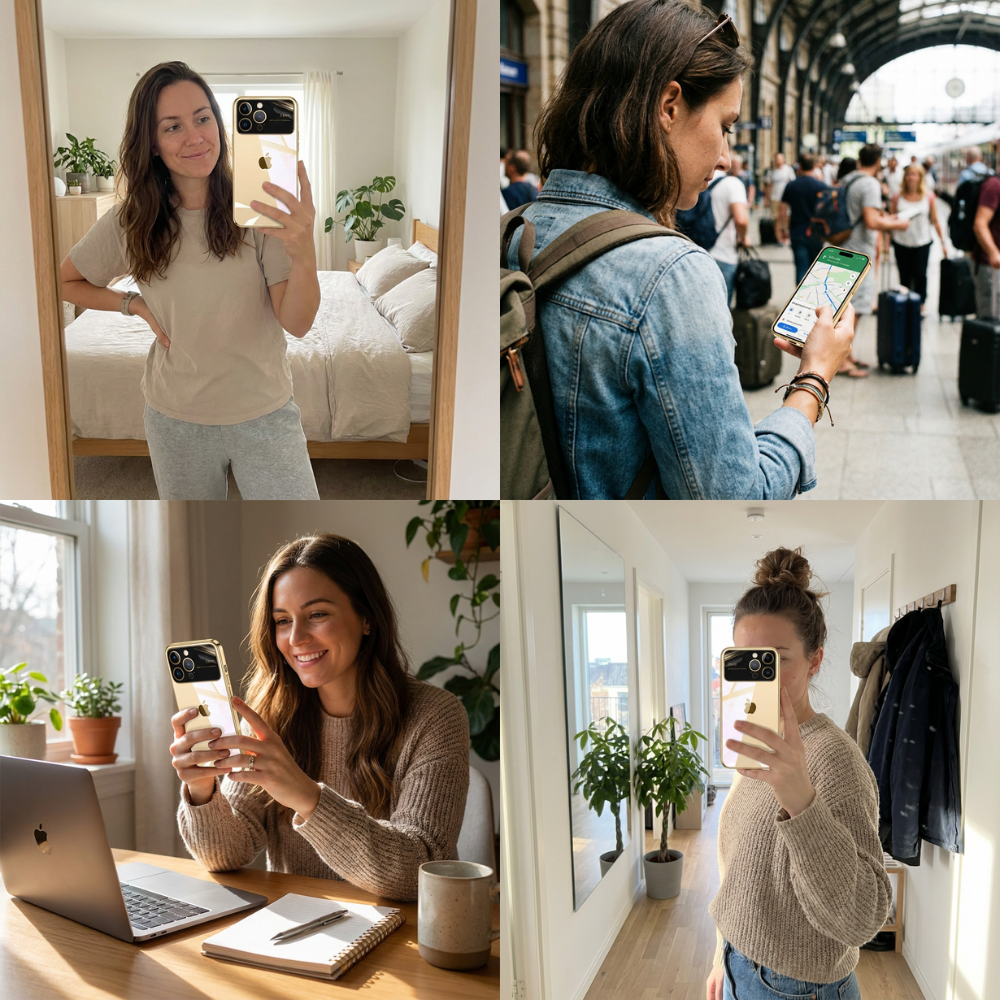 Luxus Apple iPhone Hülle mit Kameraschutz | Magsafe Case Hart-PC-Glas Klar Transparent Ultra Dünnes Silikon Cover und Linsenschutz | Stoßfänger Vollabdeckung Sturzsichere Premium Bumper Handyschutzhülle