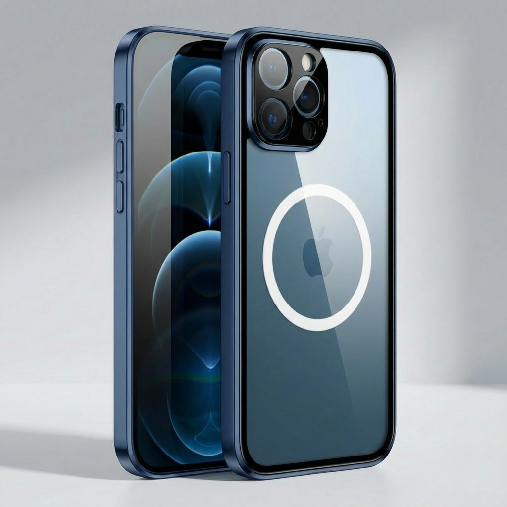 Magnetische iPhone Hülle | Magsafe, 360° Vollschutz, Kameraschutz & Bildschirmschutz Case, Aluminium & Glas, Rundum Stossfest, Transparente Handyschutzhülle & Klare Cover