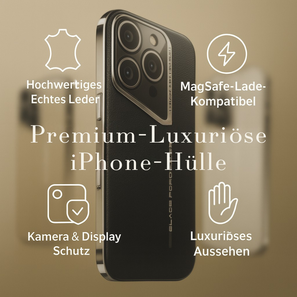 Luxus Leder iPhone Hülle MagSafe Case – elektroplattiertes Premium-Leder, 360° Kamera- & Display-Schutz, ultradünne Hard-Shell, stoßfest, kratzfest, schlankes Slim-Design, langlebiges Cover, kabelloses Laden kompatibel, stylisch & robust, Premium-Schutz