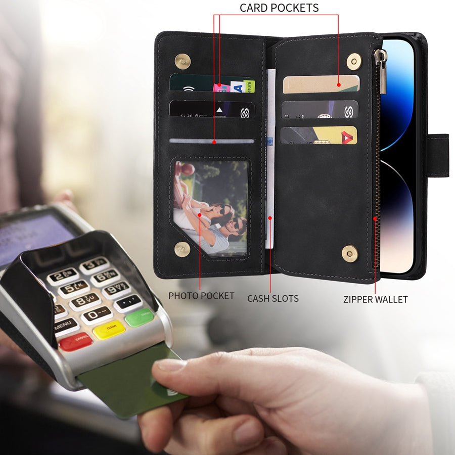 SecureSwipe Premium Leder Geldbörse Hülle für Apple iPhone | Geldbörse & Portmonee