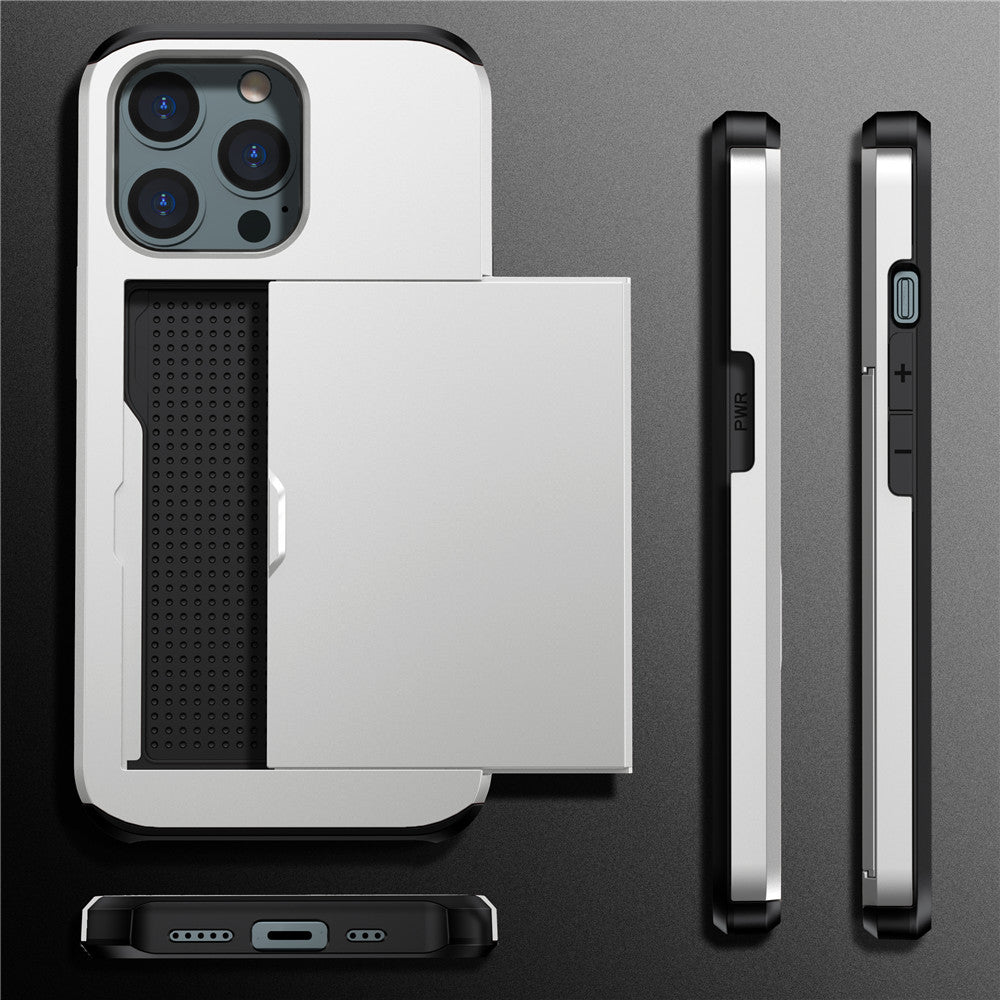 Hochwertiges Brieftasche, Karten-Steckplatz, Kreditkartenhalter, Slider Dual Layer iPhone Hülle | MagSafe Case, Kameralinsenschutzabdeckung: Apple iPhone 17/17 Air, 16/16e, 15, 14, 13 Pro, Max, Pro, Plus Cover | Panzertasche Wallet Schutzhülle