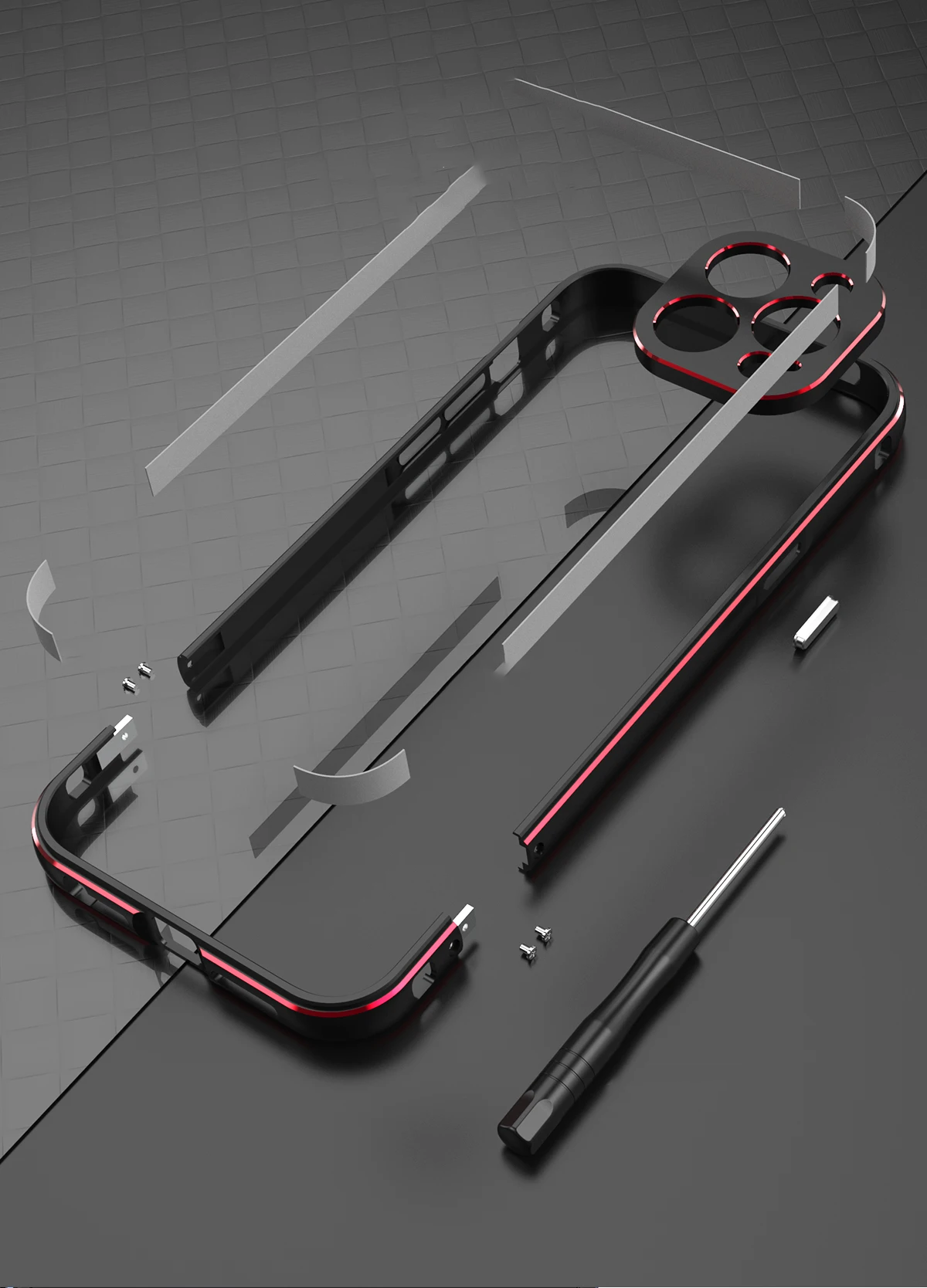 Aluminum Bumper & Metal Lens Frame Case Shockproof Cover for iPhone Models, Durable and Stylish Protection with Sleek Design