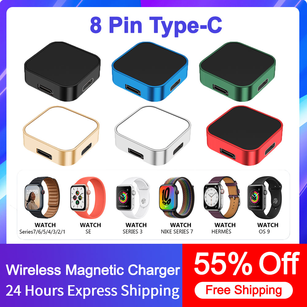 2-in-1 Charging Dock Stand 8-Pin Type-C Wireless Magnetic Charger for Apple Watch Ultra 49mm | Compatible with Apple Watch Series 10/9/8/7/6/5/4/3/2/1 & Ultra 2/1, SE: 2024, 2023, 2022, 2021, 2020, 2019, 2018, 2017, 2016,