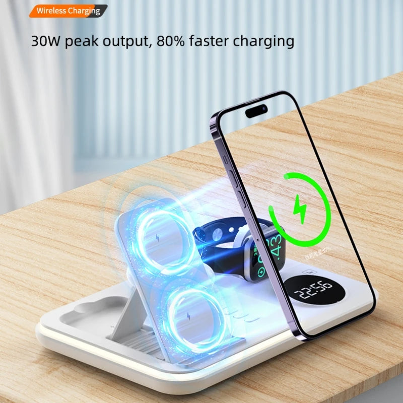 Kabellose Schnell Ladestation Wireless Fast Charging Dock, Ladegerät iPhone, Samsung, Android, Apple & Galaxy Watch, AirPods