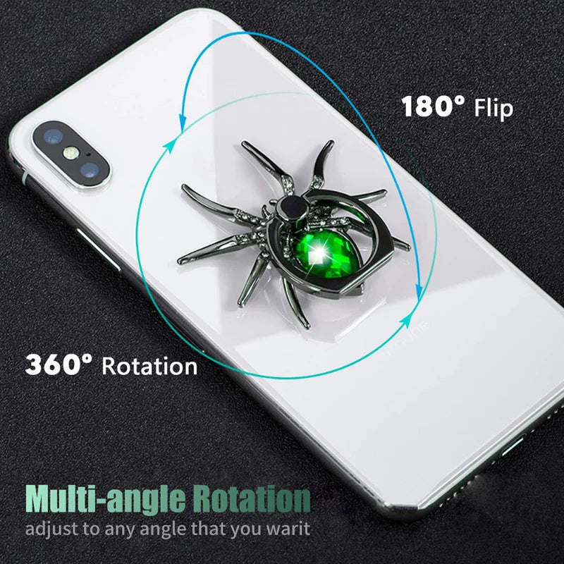 Universal Luxury Bling Diamond Metal Spider Phone Finger Ring Holder: 360° Rotatable Stand for Smartphones, Apple iPhone, Samsung, iOS & Android, Huawei, Xiaomi | Limited Edition