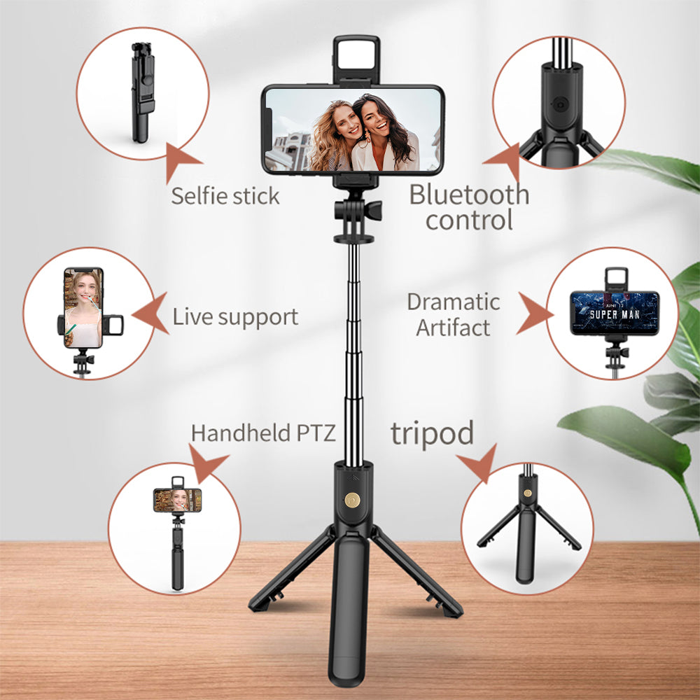 Premium Wireless Selfie Stick & Tripod Stand: For Apple iPhone 15/14/13/12/11 Pro Max/Plus/Mini, Android, Samsung, GoPro | Cameras, Smartphones, Apple iPhone, Samsung, iOS & Android - Stable Live Shooting | Limited Edition