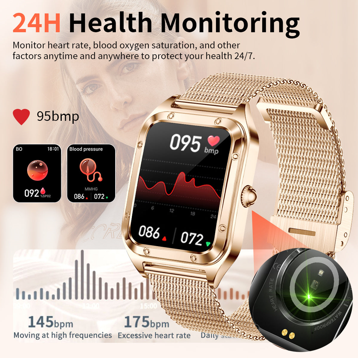 Premium Luxury Fashion Smartwatch for Women | Bluetooth Call, Blood Pressure Monitoring, Multifunctional Sports Bracelet, Waterproof | Limited Edition