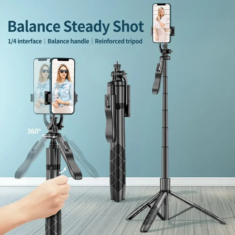 Premium Wireless Selfie Stick & Tripod Stand: For Apple iPhone 15/14/13/12/11 Pro Max/Plus/Mini, Android, Samsung, GoPro | Cameras, Smartphones, Apple iPhone, Samsung, iOS & Android - Stable Live Shooting | Limited Edition