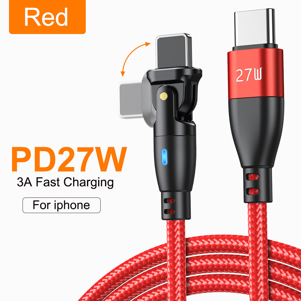 High Durability & Premium 3A Fast Charging Cable Type C for Samsung, 180 Rotation Apple iPhone Cable, Micro USB Charger Data Cable for Smartphones, Apple iPhone, Samsung, iOS &amp; Android