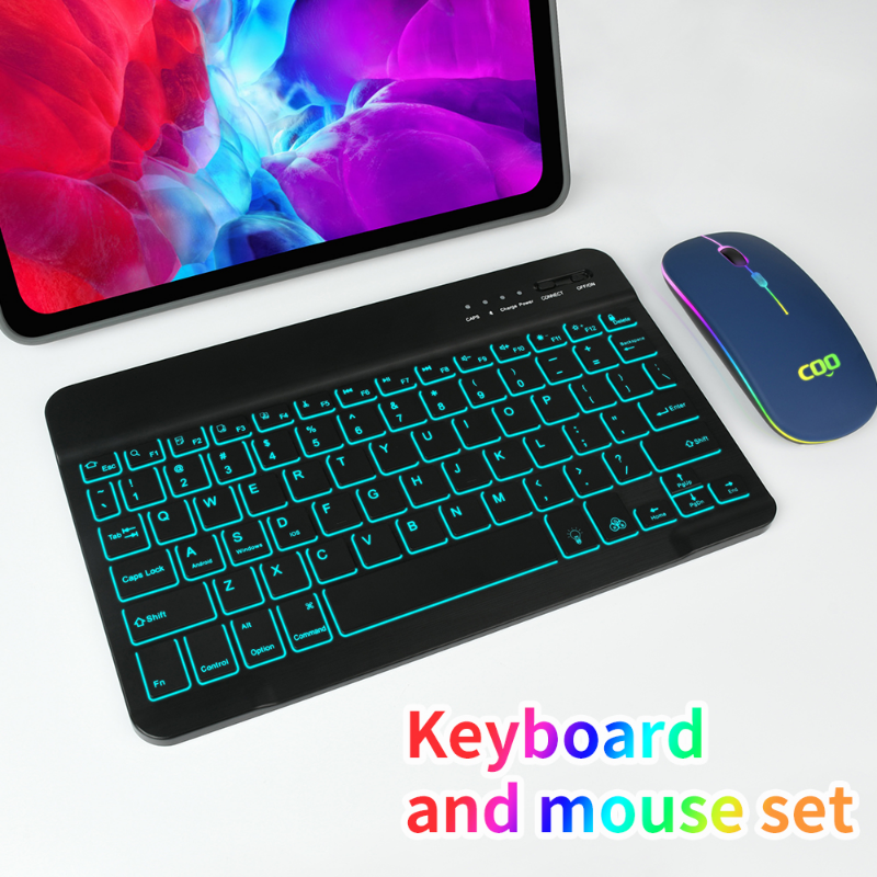 10-Inch Backlit for iPad/Pro/Air/Mini: 10/9/8/7/6/5/4/3 Series: Keyboard and Mouse Backlight | Premium Bluetooth Keyboard For iOS Android Windows Wireless Keyboard and Mouse