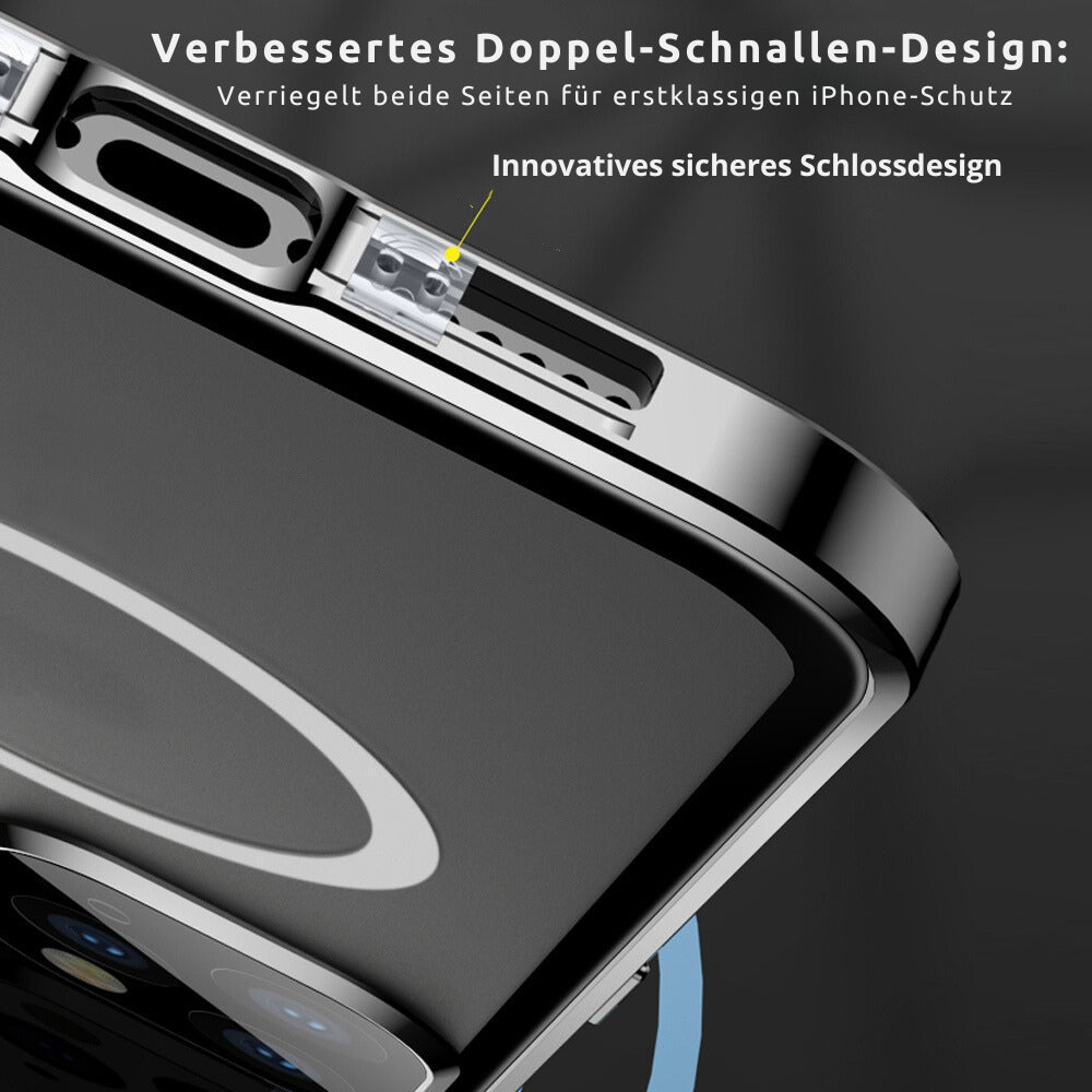 Magnetischer Glas-Metallrahmen Apple iPhone Hülle | Magsafe-kompatibel, 360° Vollschutz, Aluminiumlegierung, Transparente Glasschutzabdeckung mit Kameraschutz - Phone Heaven Zone