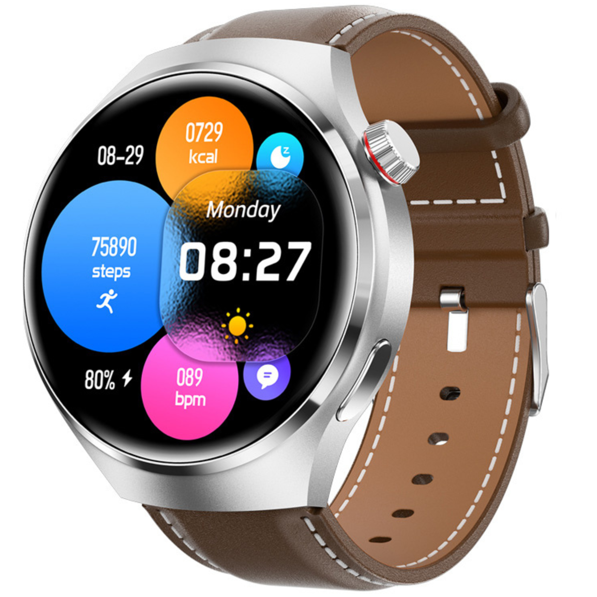 Premium Smartwatch für Männer | Uhr 4 Pro mit AMOLED HD Bildschirm Bluetooth Anruf, GPS Herzfrequenzmessung