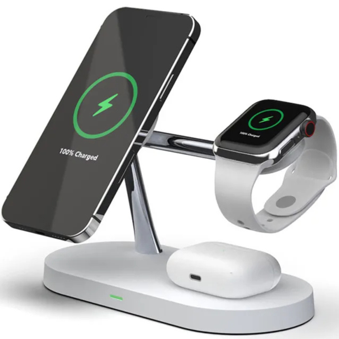 5-in-1 Magnetischer Kabelloser Ladeständer für iPhone 15/14/13/12 Pro Max, Apple Watch 9/8/7, AirPods | Schnelle Wireless-Charging-Dockingstation - Phone Heaven Zone