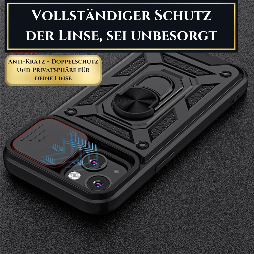 Premium Robustes Militärpanzer Apple iPhone Hülle | Militärqualität, 360° Schutz, Stoßfeste Abdeckung, Drehbarer Ständer, Kamera-Schutz, Kartenfach & MagSafe Kabelloses Laden - Phone Heaven Zone