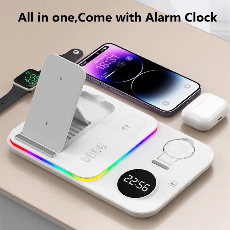 Kabellose Schnell Ladestation Wireless Fast Charging Dock, Ladegerät iPhone, Samsung, Android, Apple & Galaxy Watch, AirPods