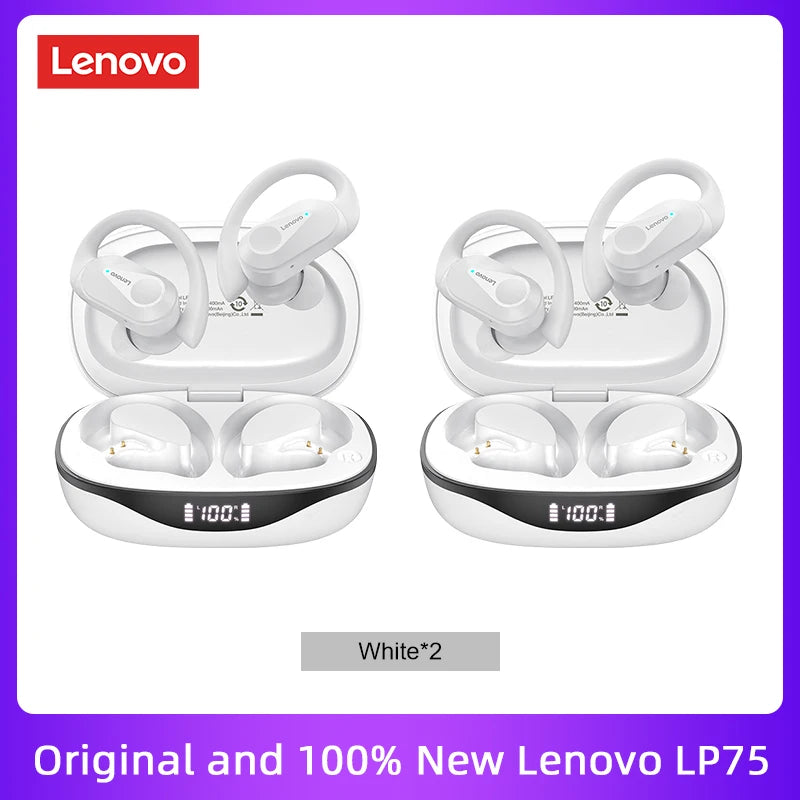 Lenovo LP75 Premium Bluetooth 5.3 Headphones TWS Wireless Sport LED Digital Display HiFi Stereo Noise Cancelling Gaming Earbuds | Limited Edition