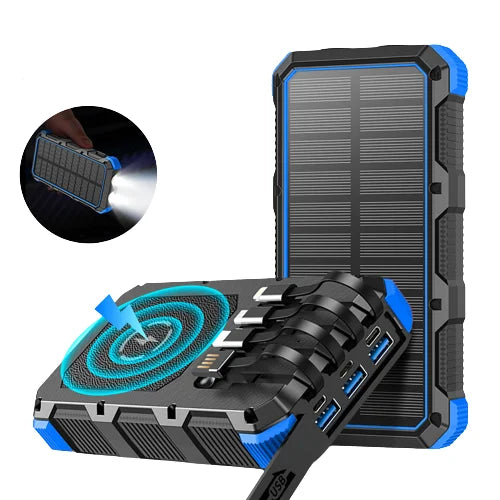 High-Quality Power Bank 20000mAh Solar Charger | Portable External Battery with 5V Fast Charging and Super Bright Flashlight for Smartphones, Apple iPhone, Samsung, iOS & Android  On-the-Go