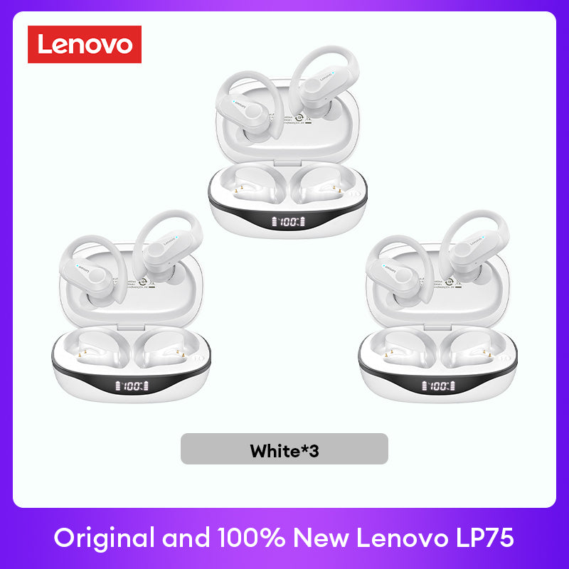 Lenovo LP75 Premium Bluetooth 5.3 Headphones TWS Wireless Sport LED Digital Display HiFi Stereo Noise Cancelling Gaming Earbuds | Limited Edition