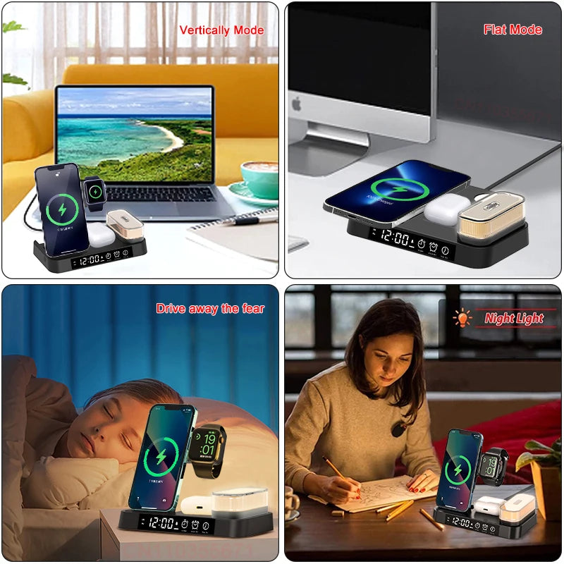 Hacrin 3 in 1 kabelloses Ladegerät für iPhone 13 Pro Max 12 Apple Watch Serie 7 Wireless Fast Charging Station Dockingstation für Airpods Pro, Samsung