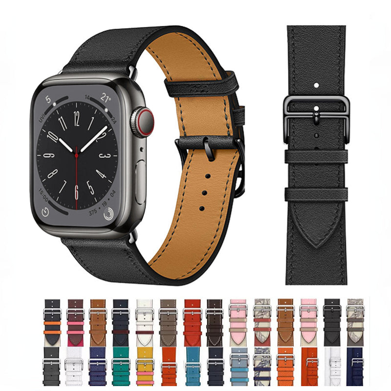 Premium Echtes Leder Armband für Apple Watch: 49mm, 45mm, 44mm, 42mm, 41mm, 40mm, Damen/Herren, iWatch Ultra/9/8/7/6/5/4/SE 